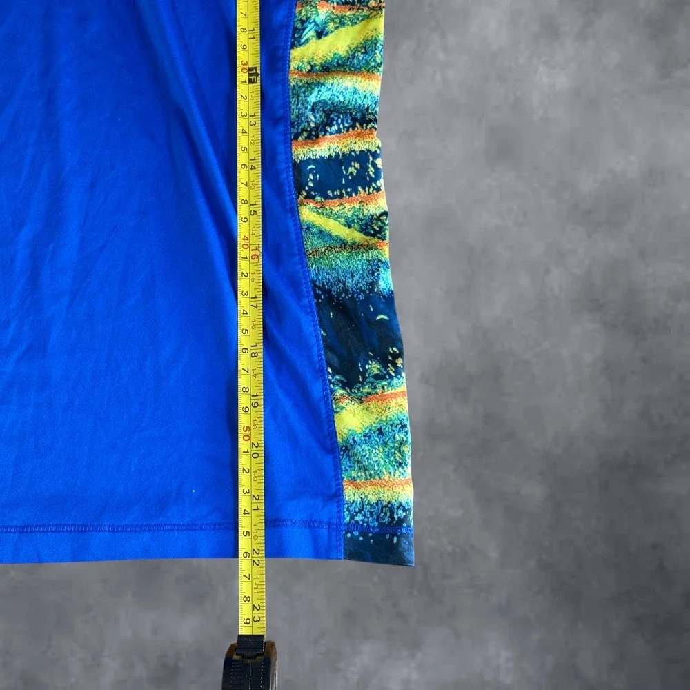 Reel Legends Kids Blue Quarter Zip Fishing Performance Shirt Large Graphic Side